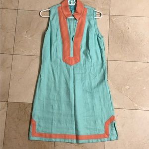 Mint and coral sail to sable shift dress